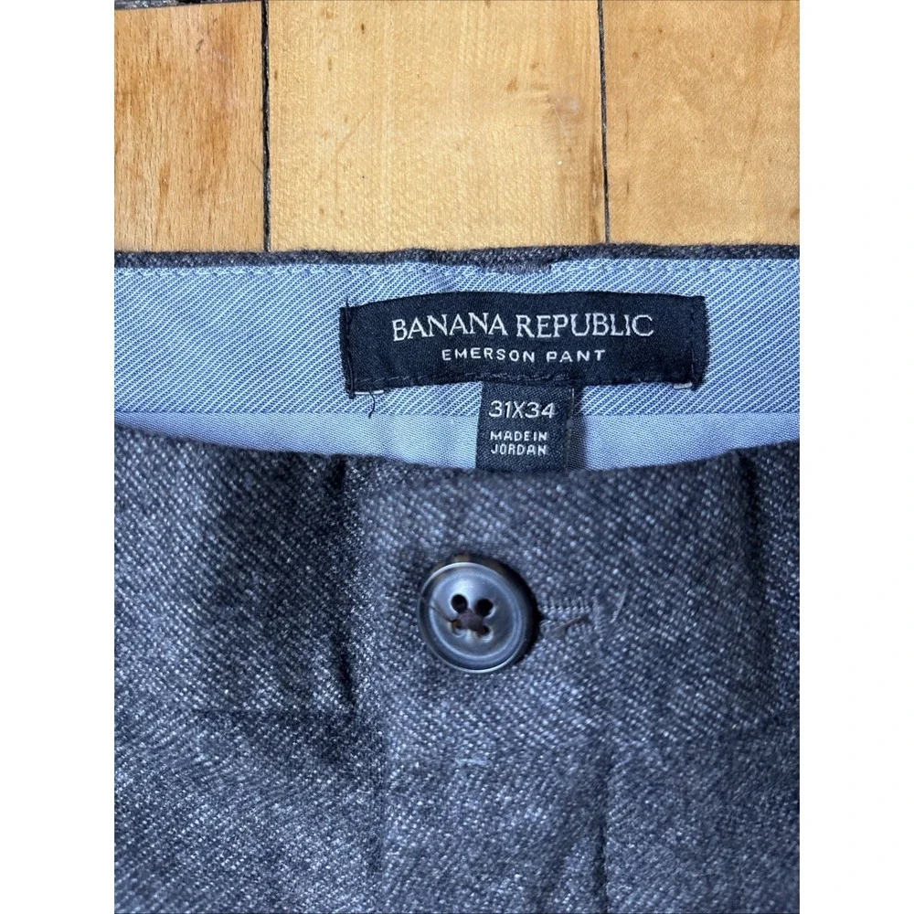 Banana Republic Emerson Pants Mens 31x34 Gray Straight Fit Nova Fides Wool Blend